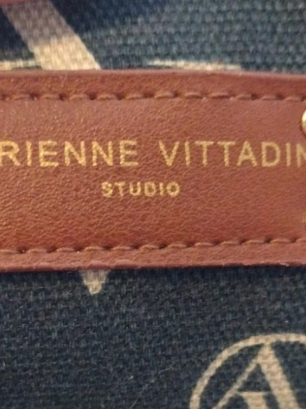 Adrienne Vittadini Monogram Canvas Tote in Teal and Brown